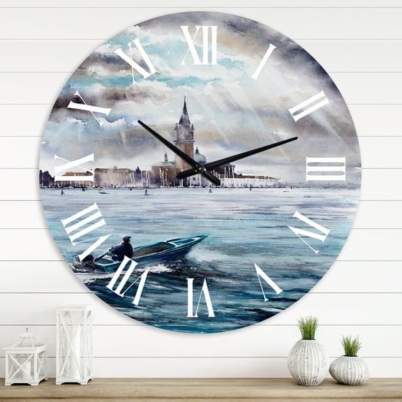 Designart 'Storm Over Venice In Italy' Nautical & Coastal Wall Clock