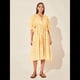 thumbnail image 4 of Vestido Midi Holgado Informal de Verano para Mujer, con Escote en V, Cordones, Media , Estampado Geométrico Bohemio Amarillo M, 4 of 8