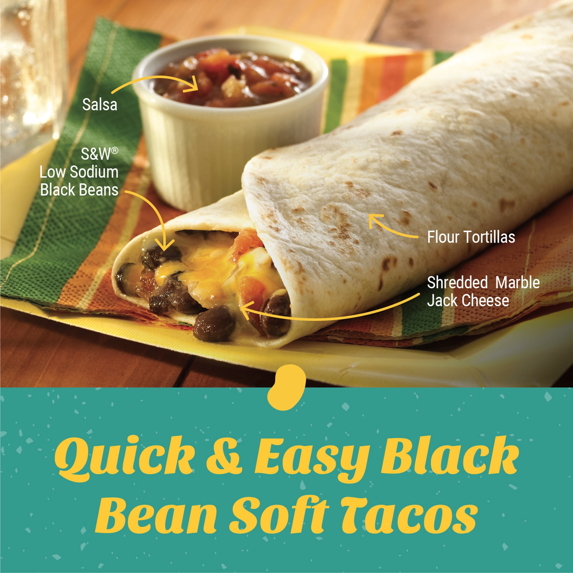 S&W Black Beans - Low Sodium - 15 oz. Can