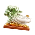 thumbnail image 4 of Ceramic Decor Cabbage Sculpture Wooden Stand Handcrafted Display Piece for Oriental Home Wealth Scene, 4 of 9