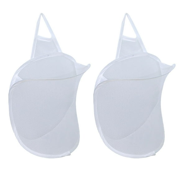 Hanging Laundry Hamper 2 Pack Mesh Laundry Basket Foldable Hamper Collapsible Dirty Clothes Hamper Wall Mounted Storage Bag, Mesh Hanging Laundry Hamper Basket, Over-The-Door Mesh Hamper