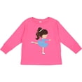 thumbnail image 3 of Inktastic Figure Skating, Ice Skating Girl, Brown Hair Girls Long Sleeve Toddler T-Shirt, 3 of 5