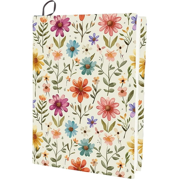 Flower Stretchable Book Cover Leaf Floral Washable Reusable Large Nylon Cloth Polyester Book Protector 9.4x15.7 Inch Elastic Notebook Wraps Suitable for Most Hardcover Books DIY