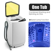 Giantex Full-Automatic Washing Machine, 7.7lbs Capacity Washer and Spinner Combo w/Built-in Barrel Light, Drain Pump & Long Hose, Compact Laundry Washer for Small Spac/RV/Dorm (Yellow)