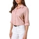 thumbnail image 4 of CAMISAS CASUAL CON BOTONES INSPIRE CHIC PARA MUJER, BLUSA DE MANGA LARGA CON COLLAR Y ROLLO, TALLA S, COLOR ROSA, 4 of 6