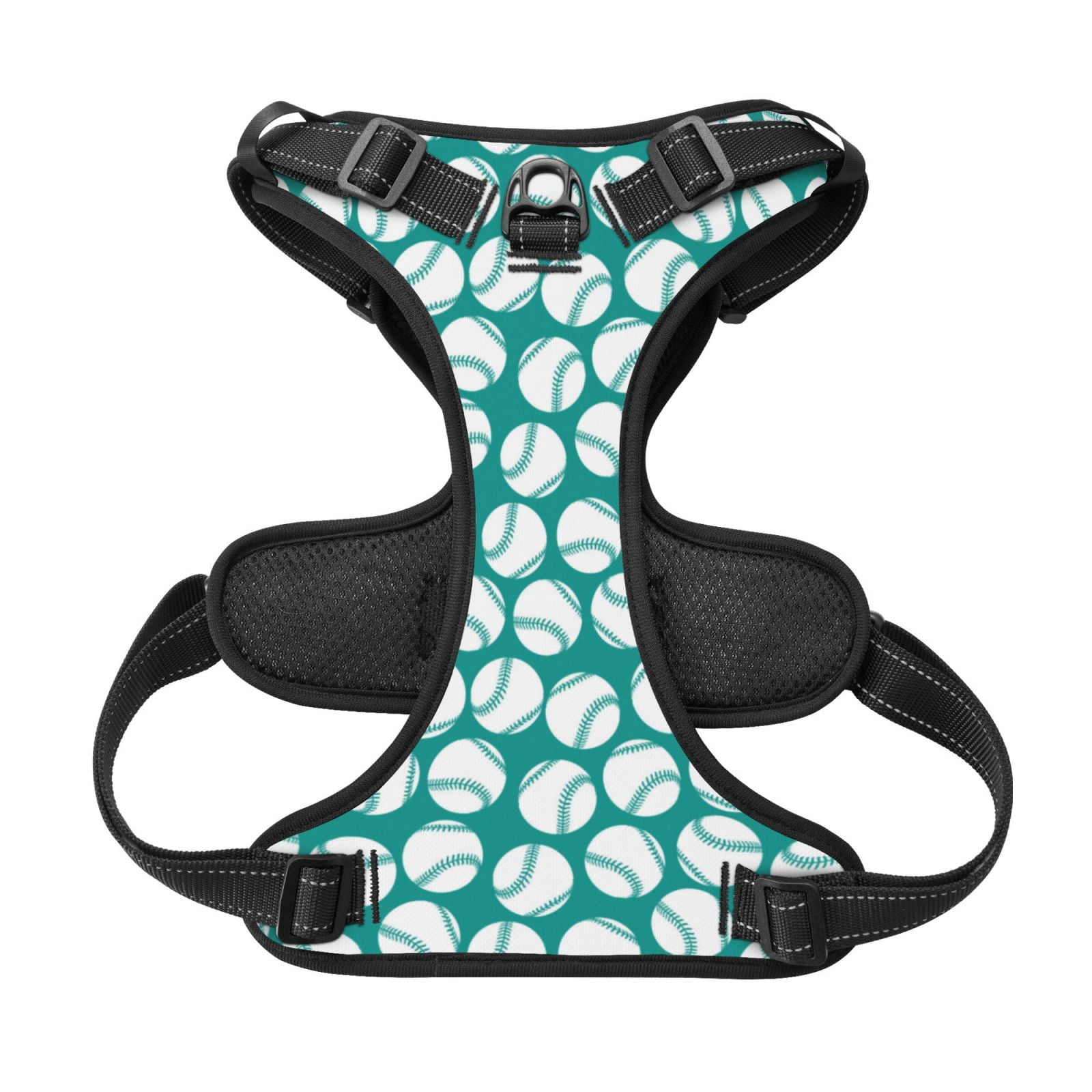 Kdxio Green Baseball Print No Pull Dog Harness Adjustable Reflective Oxford Easy Control Medium Large Dog Harness for Training and Everyday-X-Large