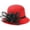 Red, variant on Women Warm Wool Felt Church Cloche Cap Bucket Hat Bowler Hats with Flower Trim