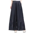 thumbnail image 4 of Delayuji Women's Linen Pant Embroidered Summer Loose Elastic Waist Casual Baggy Pants Wide Leg Pants Plus Size M-4XL, 4 of 6