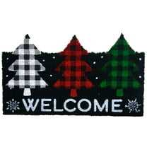 Briarwood Lane Checkered Trees Winter Natural Fiber Coir Doormat 18 x 30