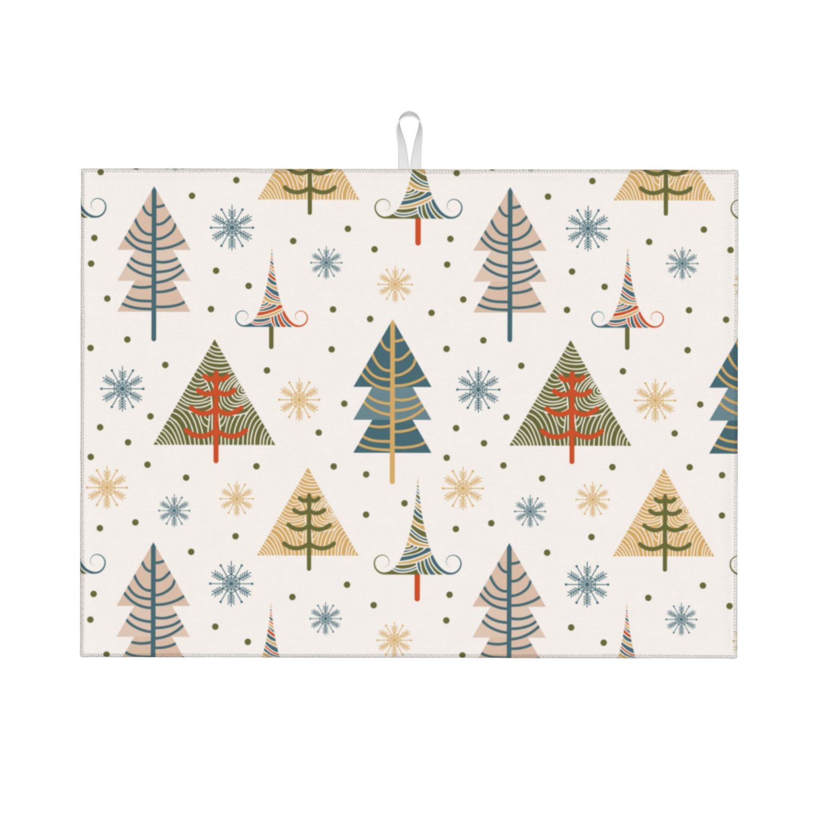 Microfiber Drying Mat, Snowflake Christmas Trees Design Dish Drying Mat