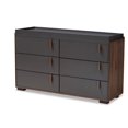 thumbnail image 1 of Baxton Studio Rikke Commode en Bois Bicolore à 6 Tiroirs en Gris et Noyer, 1 of 9