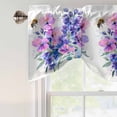 thumbnail image 5 of Tie Up Valances for Windows, Purple Pink Flowers Adjustable Valance Curtains Window Treatment for Living Room/Bedroom, Farmhouse Watercolor Floral Rod Pocket Kitchen Curtains & Drapes 42x12 Inch, 5 of 9