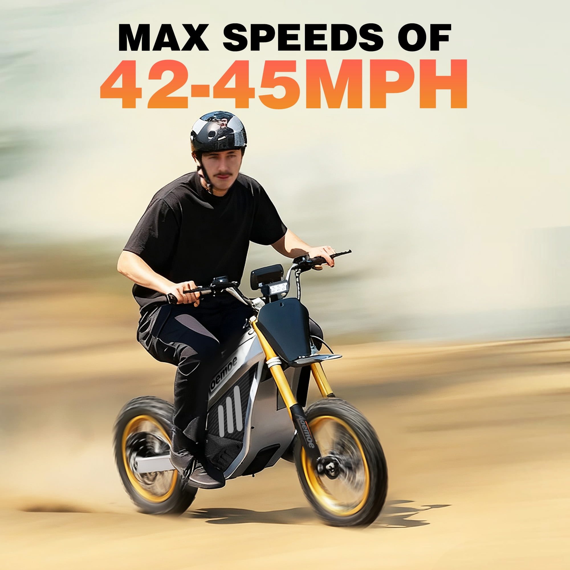 Aoemoe Electric Dirt Bike for Teens Adults, 14"/12" Fat Tire 2000W (Peak 3000W) 48V 30AH Battery 42MPH Hydraulic off-Road Age 13+ (Black)