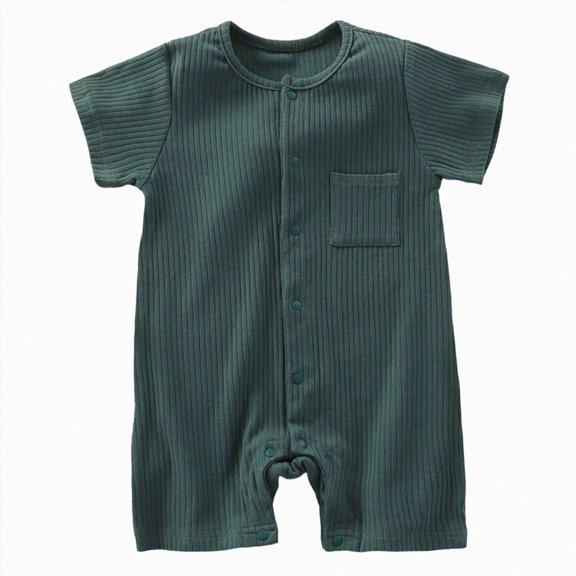 CAUYDY Infant Boy One-Pieces Preemie Short Sleeve Sleepwear for Girl Newborn Soft Pjs Spring Summer Baby Clothing 3 6 9 12 18 24 Months Sizes 9-12 Months,Dark Green