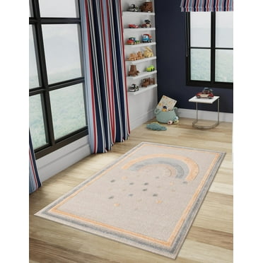 Unique Loom Whimsy Kids Collection Area Rug - Prismatic (5' 3" x 8' Rectangle Multi/Beige)