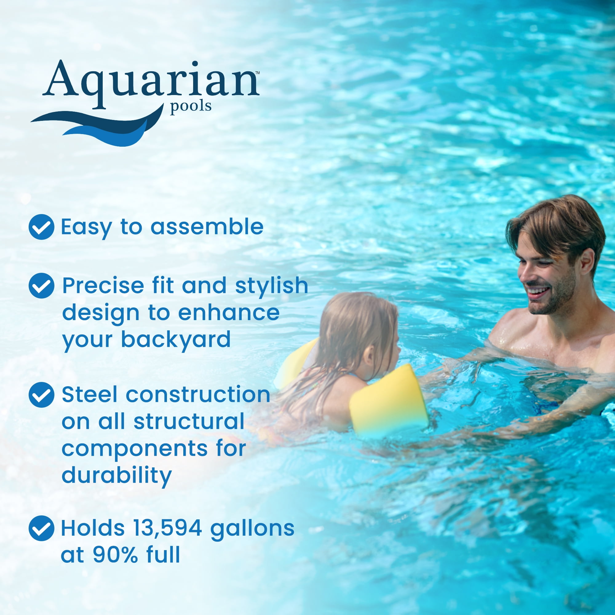 Aquarian Phoenix 24'x52" Above Ground Round Pool Kit with Pump & Accessories, Steel Frame