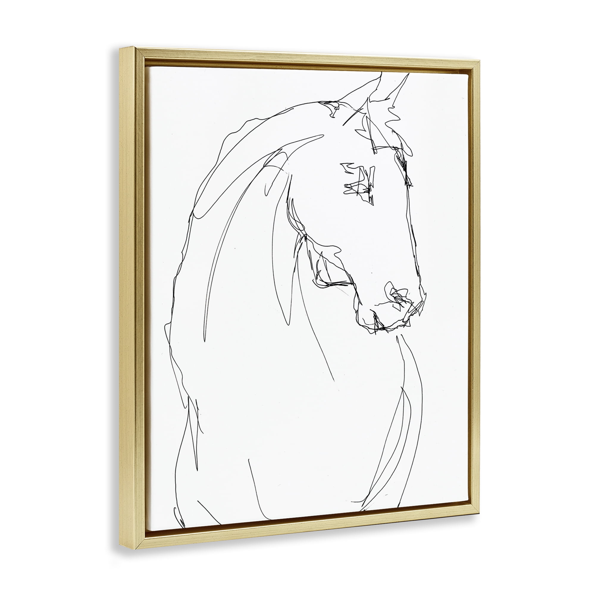 Stupell Industries Sketched Horse Contour Gold Framed Floater Canvas Wall Art, design by Lorenzo Collective