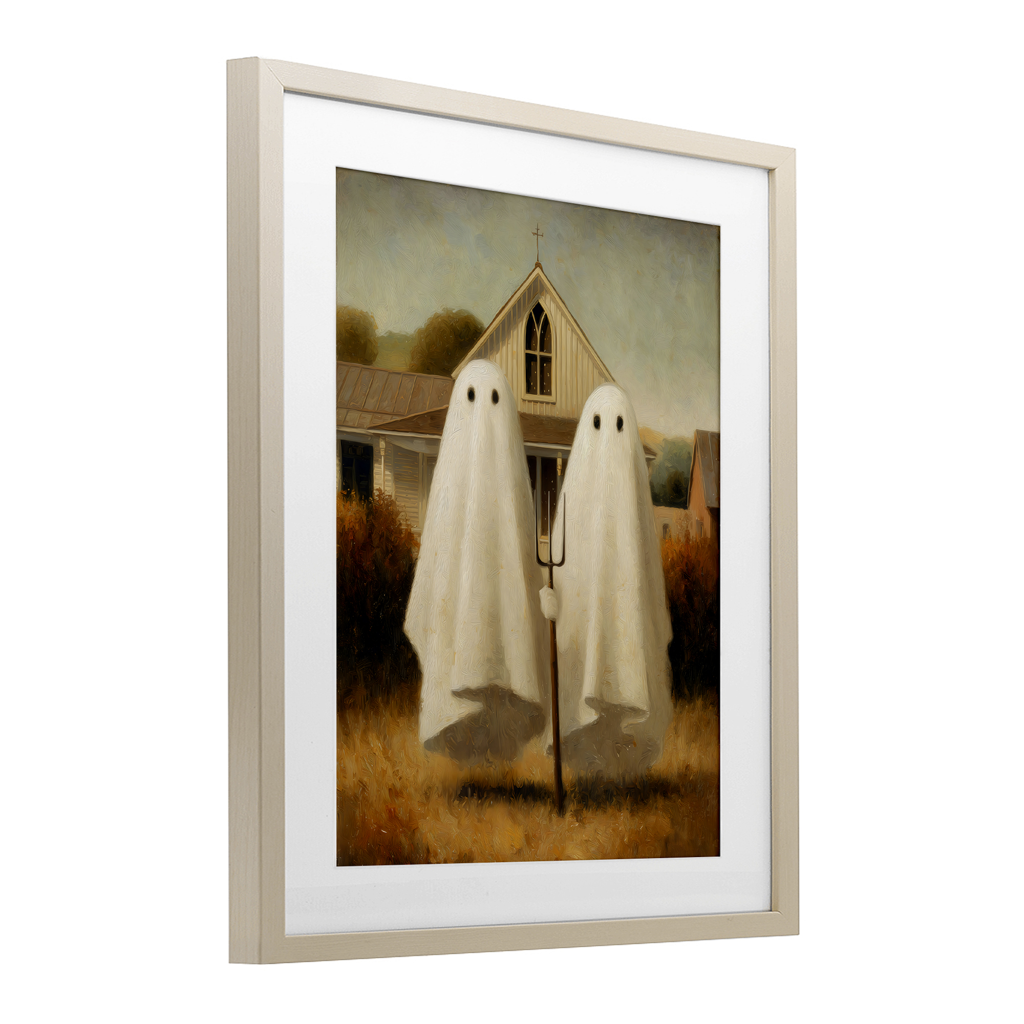 American Gothic Ghosts Birch Framed Print Under Glass, design by Arlington Prints