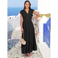 thumbnail image 3 of ANRABESS Womens Summer Maxi Dress V Neck Ruffle Sleeve Flowy Tiered Boho Casual Beach Vacation Sundress with Pockets, 3 of 9