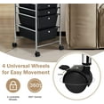 thumbnail image 5 of 6-Drawer Rolling Storage Cart, Multifunctional Art Craft Tools Organizer on Wheels, Heavy Duty Utility Mobile Storage Trolley w/ 2 Lockable Wheels for Home Office School (Black), 5 of 9