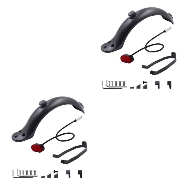 Sonducket Guardabarros trasero para patinete eléctrico, soporte de protección a prueba de polvo, accesorios de protección impermeables, Negro con luz trasera 2piezas