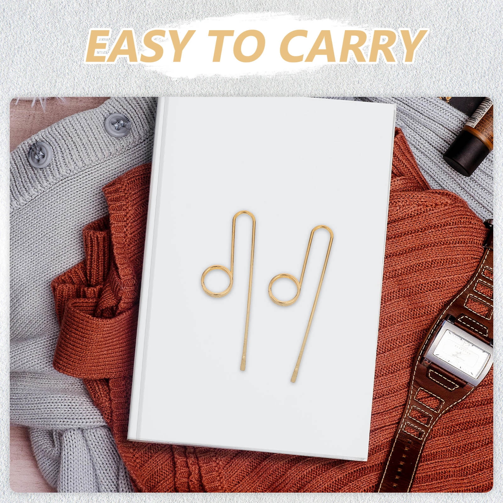 ETHZZLE 2Pcs Golden Metal Bookmarks with Thumb Ring Design for Easy Singlehanded Page Holding