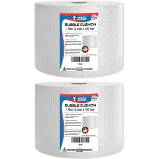 Mighty Gadget (R) Foam Wrap Rolls 12 Wide x 50 Feet x 2 Rolls (Total 100  Feet) for Cushioning Moving Packing (Perforated Every 12) and 20 Fragile  Stickers Labels Included