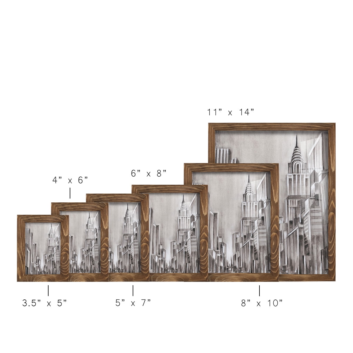 Art Deco Cityscape I -Framed Print w/glass-Walnut