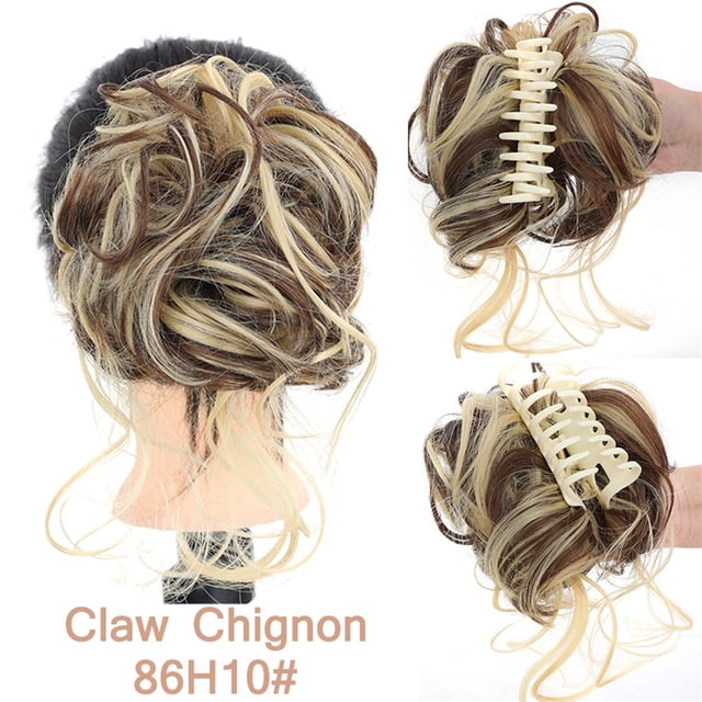 Clip à Griffes Chignon Désordonné Pièce de Cheveux Ondulée Bouclée Chignon Décoiffé Extensions de Cheveux Synthétiques
