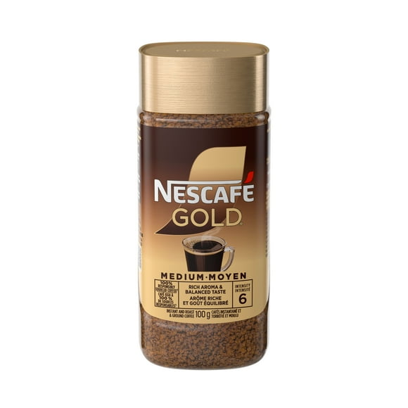 Nescafe GOLD Premium Instant Medium Roast & Ground Coffee, Just Add Hot Water, 100 g