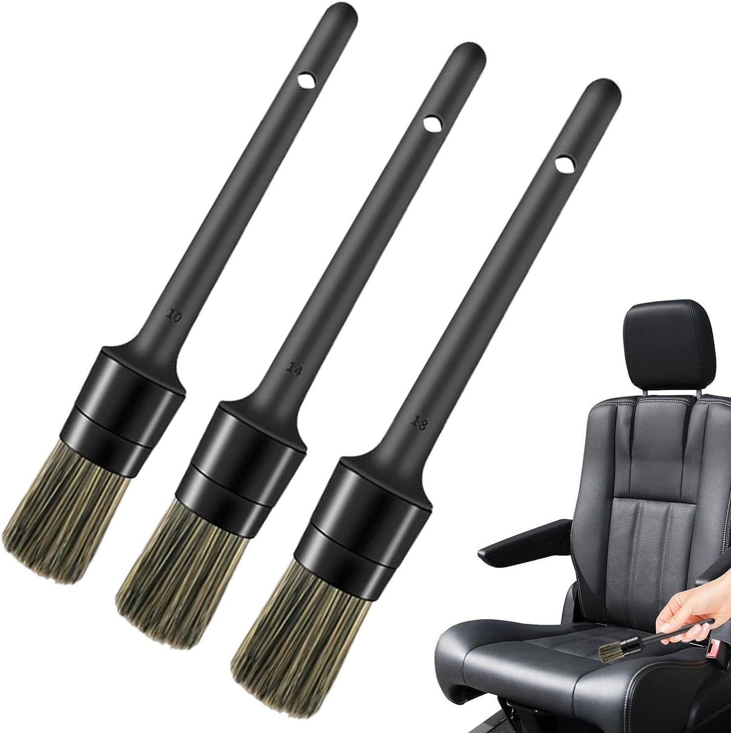Car Detail Brush, 3 Different Sizes Interior Detailing Kit, Automotive