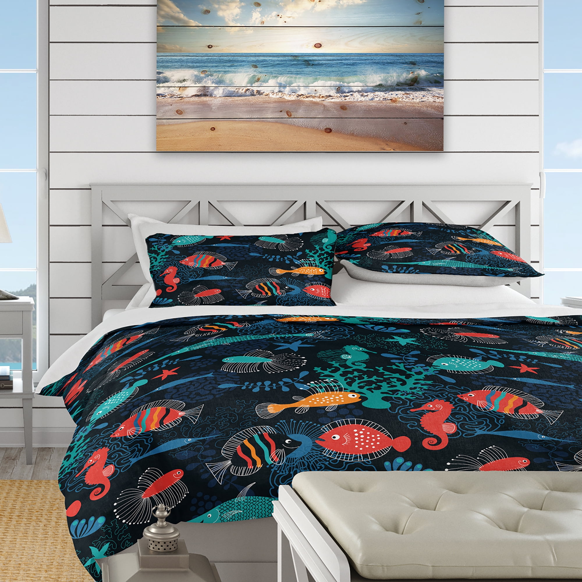 Designart 'Marine Life' Modern & Contemporary Duvet Cover Set