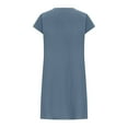 thumbnail image 5 of Lovzfmll Womens Summer Dresses, Womens 2024 Summer Breathable Casual Mini Dress Flowy Lightweight Round Neck Short Sleeved Pleated Solid Color Cotton Linen Loose Fitting Dress Navy 2XL, 5 of 8