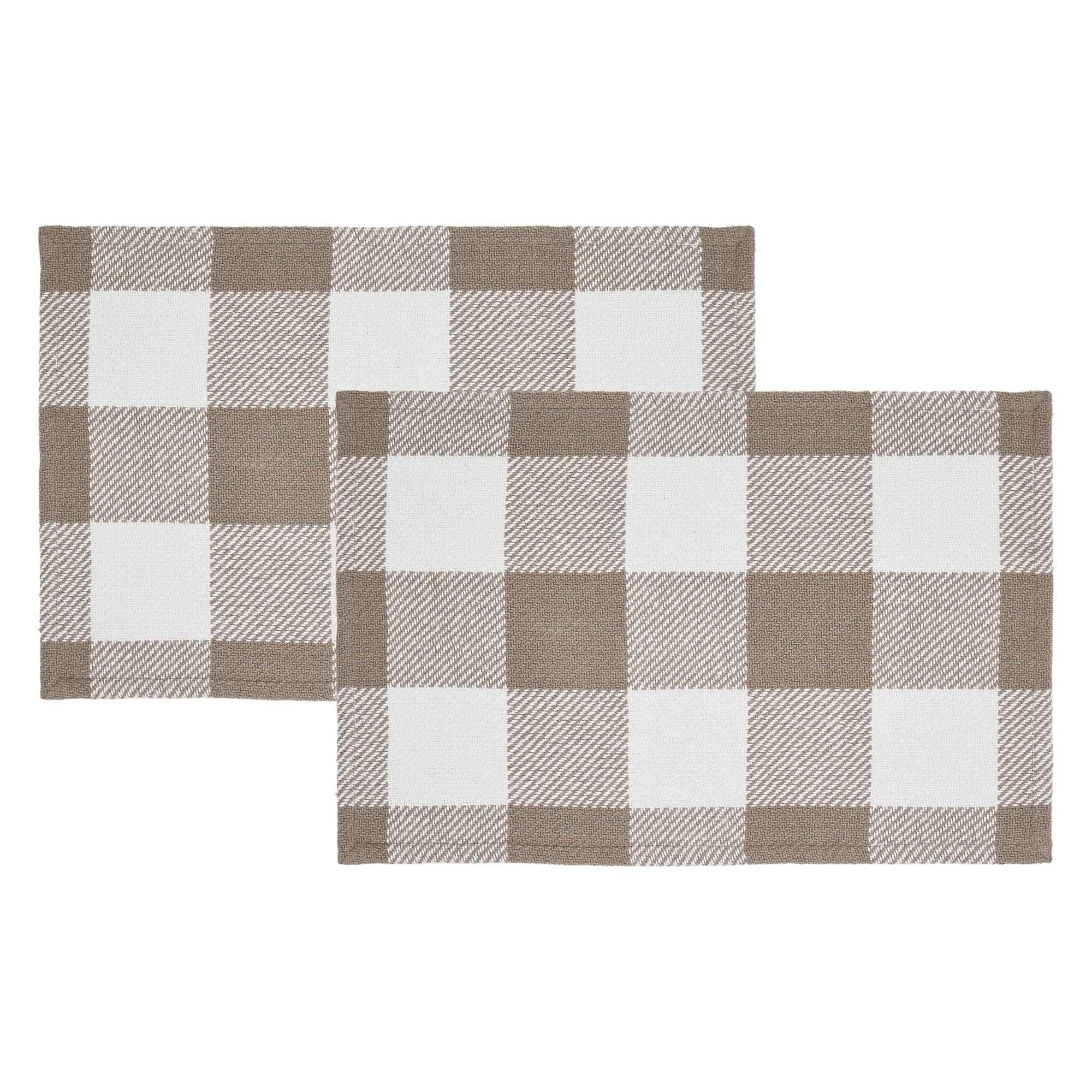VHC Brands Placemat 13x19 Set of 2, Cotton Dining Room, Kitchen Placemat, Dining Table Placemats, Place Mat, Annie Buffalo Check Collection, Rectangle 13x19, Portabella, 3 Pack 6 Pack