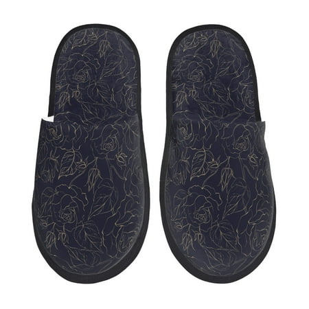 Balery Beautiful Roses Slient Indoor Furry Fleece Comfort House Shoes Soft Non-Slip Home Shoes Cotton slippers House Slippers-- Medium