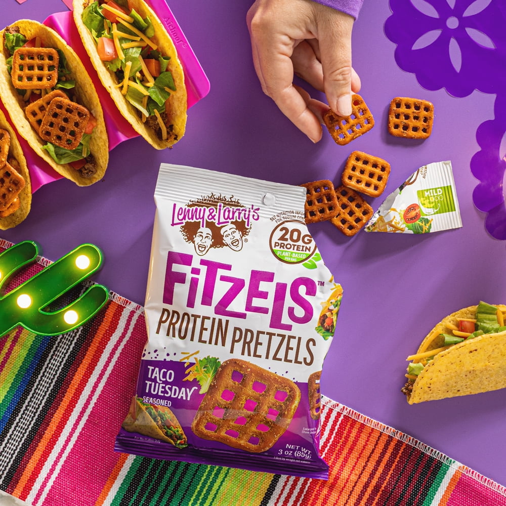 Lenny & Larry's Fitzels Protein Pretzels Snack,Taco Tuesday, 20g