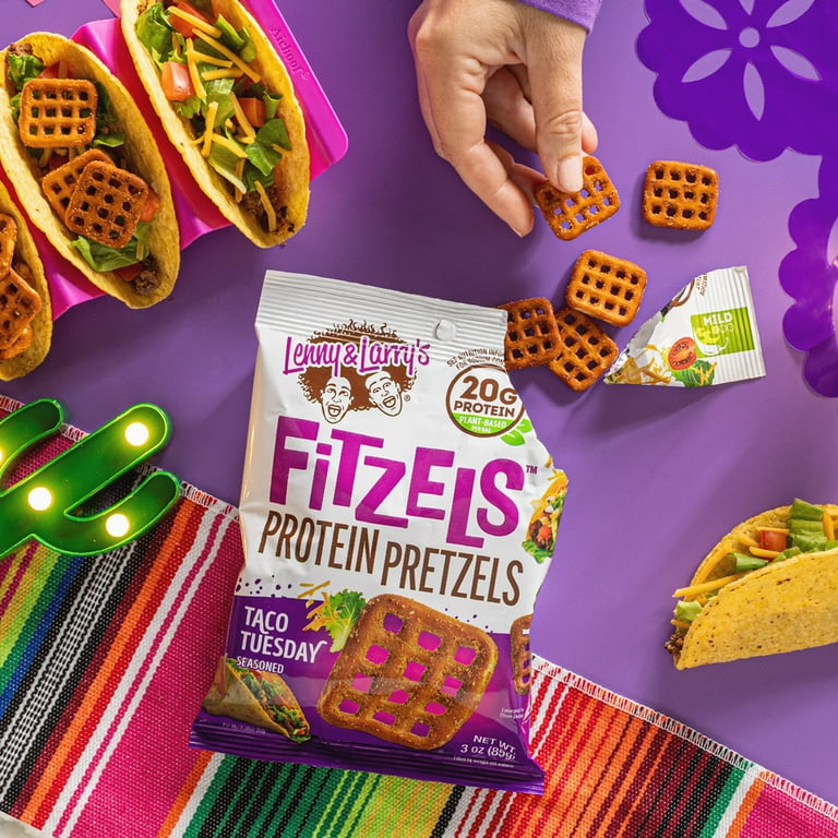 Lenny & Larry's Fitzels Protein Pretzels Snack,Taco Tuesday, 20g