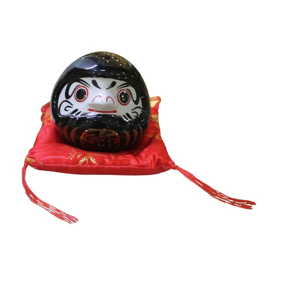 Alcancía de cerámica Daruma Figura japonesa Muñeca Daruma Estatua Decoración de escritorio para negro