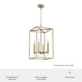 thumbnail image 6 of Hunter - Sunjai 4-light Alturas Gold, Medium Size Pendant Light, Dimmable, Formal Style, Rectangle Shaped, for Bedrooms, Dining, Living Rooms - 19988, 6 of 6