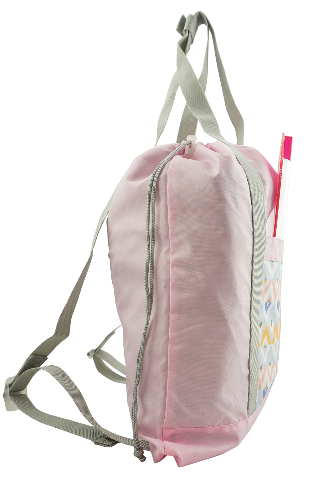K-Cliffs Lightweight 2-in-1 Polyester Drawstring Backpack/Tote Bag, Pink, Unisex