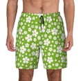 thumbnail image 3 of Uemuo Green White Flowers Pattern Mens Swim Trunks Quick Dry Board Shorts with Mesh Lining, Stretch Beach Shorts Quick Dry No-Chafing Board Shorts-3X-Large, 3 of 9