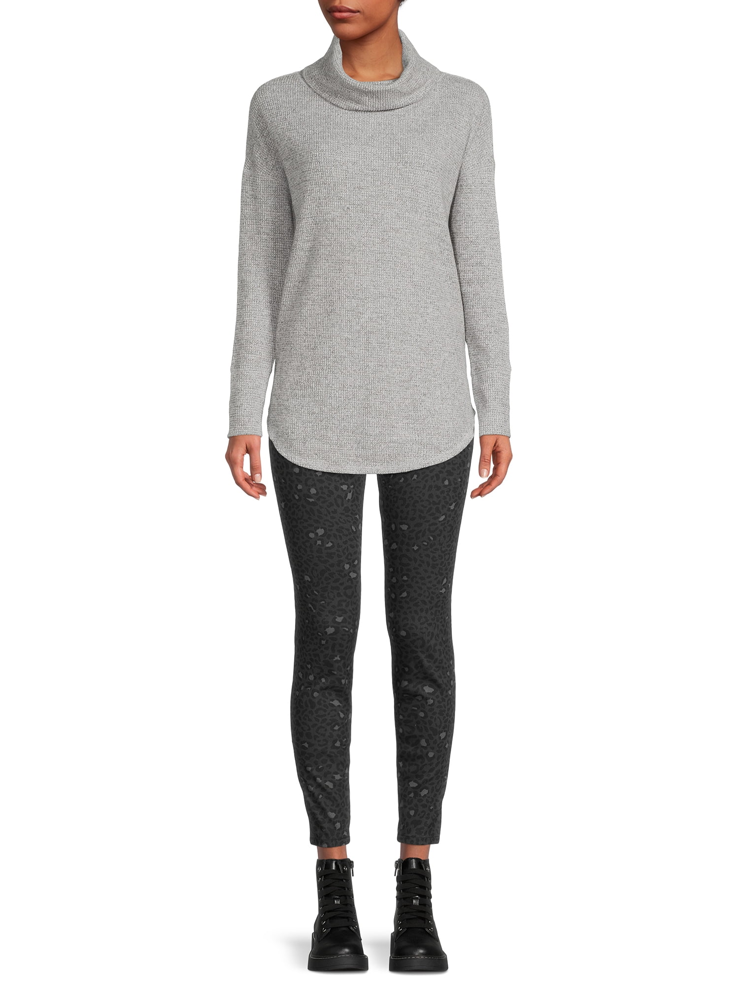 Time and Tru Women's Cowl Neck Waffle Tunic
