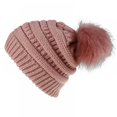 thumbnail image 1 of ZOELNIC Womens Winter Knitted Beanie Hat with Faux Fur Pom Warm Knit Skull Cap Beanie for Women, Pink, 1 of 6