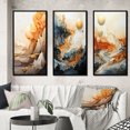 thumbnail image 1 of Designart "Abstract Mountain Landscape Illuminated by Full Moon I" Abstract Landscape Framed Wall Art Set Of 3 - Gold Abstract Landscapes Frame Canvas Set For Living Room Decor, 1 of 6