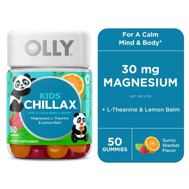 OLLY Kids Chillax Gummy, Chewable Supplement, Magnesium, LTheanine