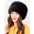 thumbnail image 2 of Luxury Ladies Hat Russian Style Cossack Pillbox Winter Fake - Black, as described, 2 of 10