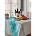 thumbnail image 6 of Teal Coastal Table Cloth, Summer Beach Nautical Abstract Art Waterproof Tablecloth for Rectangle Tables, Reusable Washable Fabric Table Cover for Restaurant Kitchen Dining Tables 60"x84", 6 of 6
