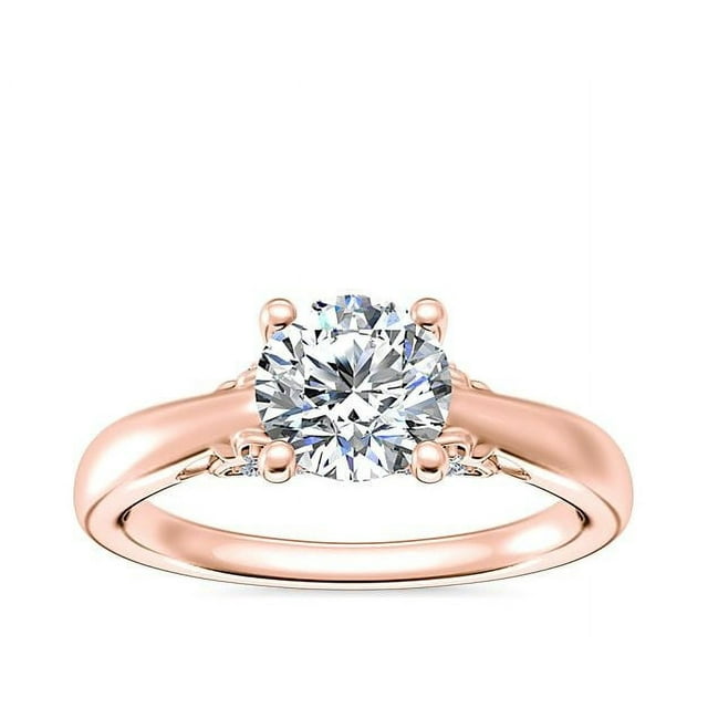 1,20 Carat Rond Excellent Véritable Diamond Nouvelle Conception Bague Solitaire pour Mariage en Or Rose Massif 18K Taille 11