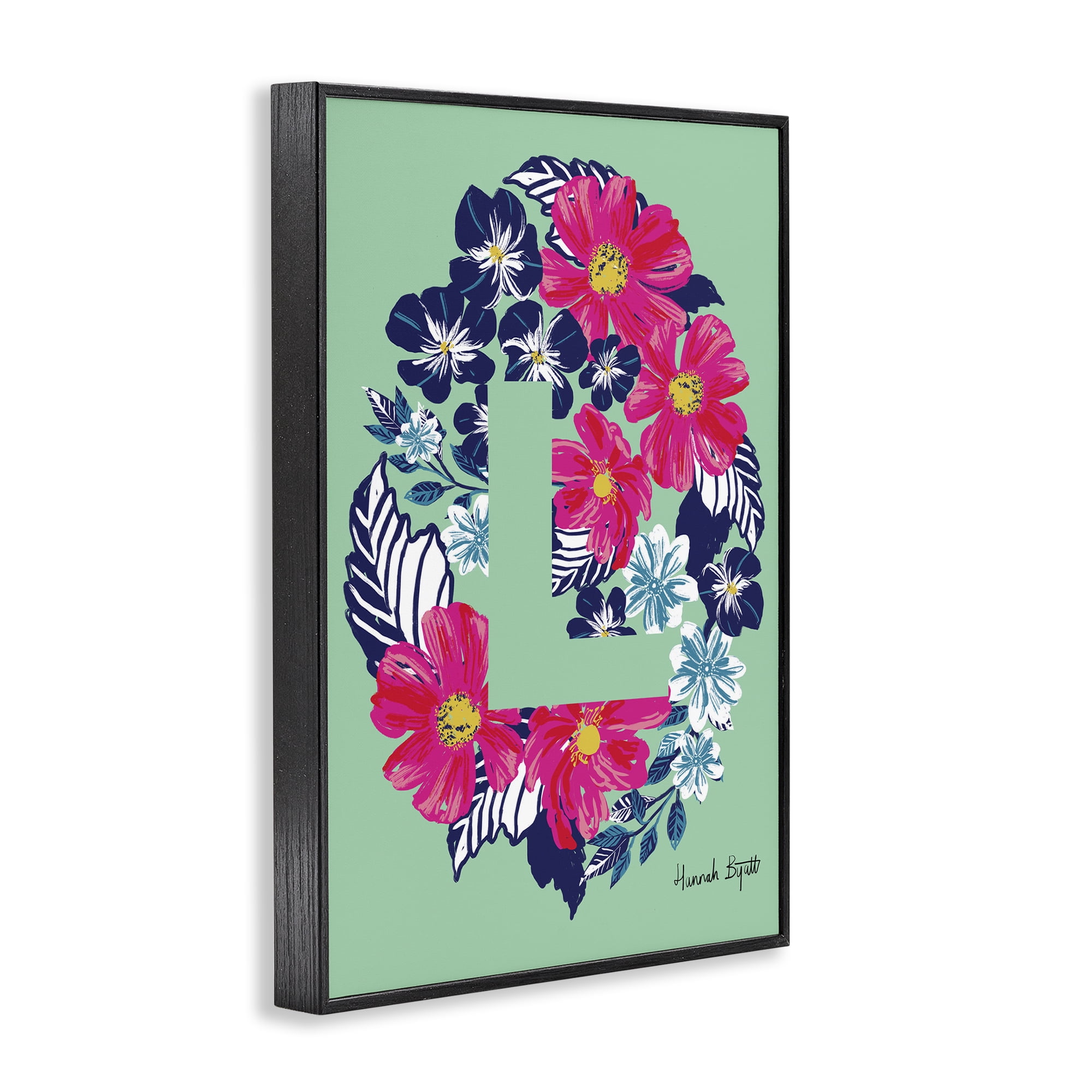 Stupell Industries Floral Bloom Letter L Botanical & Floral Painting Black Framed Art Print Wall Art, 12 x 18
