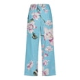 thumbnail image 4 of ICHUANYI Clearance Women's Casual Solid Elastic Waist Loose Long Pants With Pocket Capris(Blue, M) ICHUANYI WER2023081014354, 4 of 5